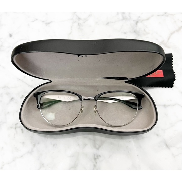 Ray Ban Clubmaster Optics Black on Silver Glasses - Picture 7 of 8